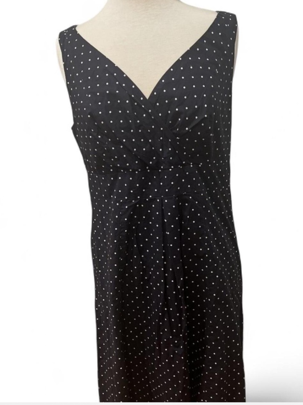 Lands' End Navy Polka Dot Dress